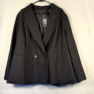 Torrid Studio Twill Relaxed Lined Blazer Black Shoulder Pads Women's Plus 2X